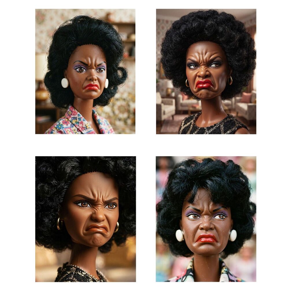 Stank Face Black Woman Wall Art 4 Prints Set Funny Sassy Doll African American